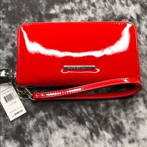 BCBG patent wristlet wallet NWT